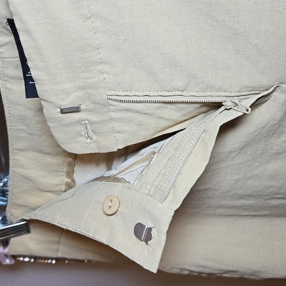 Theory Emery T Linen Rayon Stretch Crunch Khaki High-Waist Wide-Leg Trousers - Picture 7 of 16